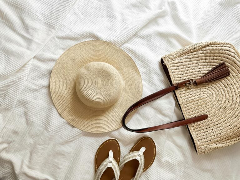 A beach bag, sun hat, and flip flops are essential for Myrtle Beach.