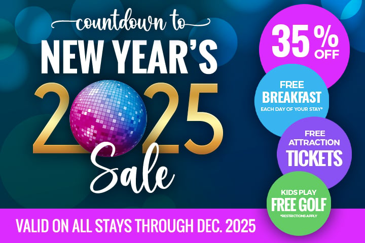 Countdown to New Years Sale - Save 35% and Receive Free Breakfasts daily.